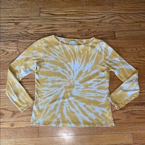 Paloma Wool Yellow and White Tie-Dye Long Sleeve Top